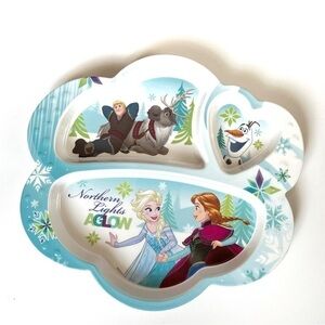 Rare Disney FROZEN Northern Lights Aglow Divided Child's Plate Zak! Designs